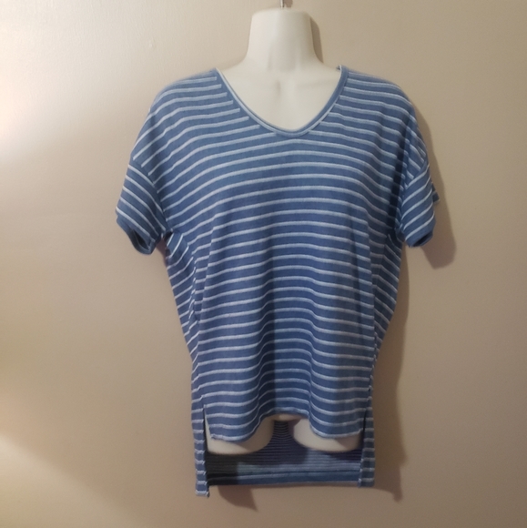 Splendid short sleeve top blue white stripes high low hem size Small - Picture 8 of 8